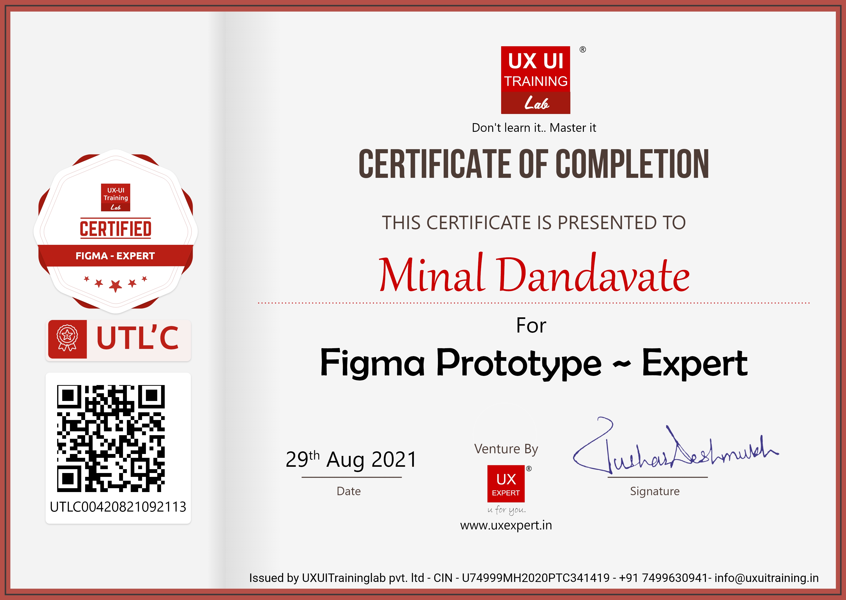 Certificate | UX UI Design Training In Pune | Design Thinking | UX - UI ...